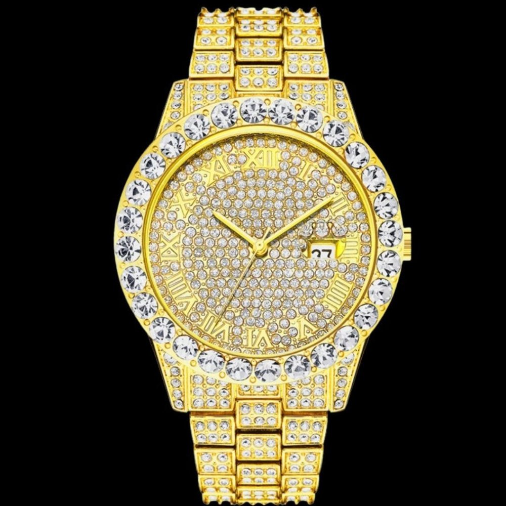 Luxury Trendy Hip Hop Bling Fully Iced Out Watch